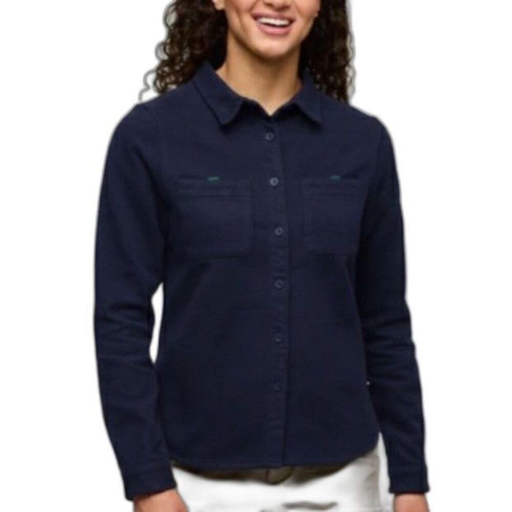 Cotopaxi NWT Women's Mero Navy Blue Brushed LS Button Up Shirt with Logo Size M